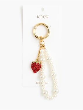 J. Crew Gold, Red & Pearl Strawberry Keychain